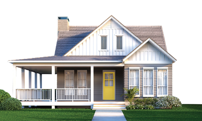 White house with yellow door