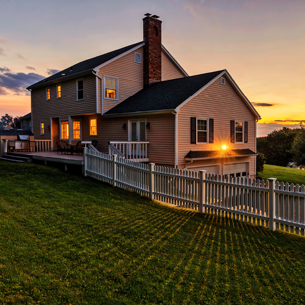 A house during sunset