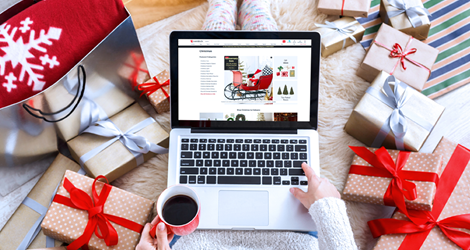 Person on computer holiday shopping