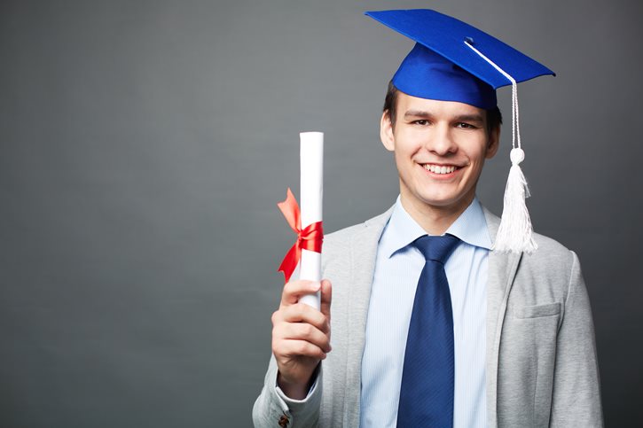 Young man with diploma