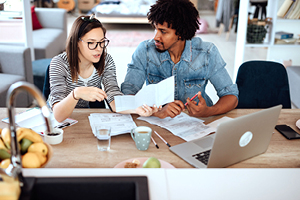 Couple reviewing finances