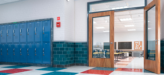classroom doorway and lockers