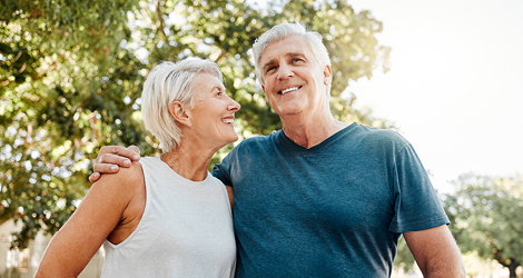 Elderly couple outside