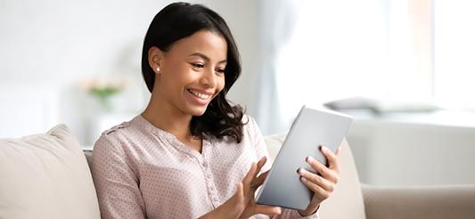 woman browsing tablet
