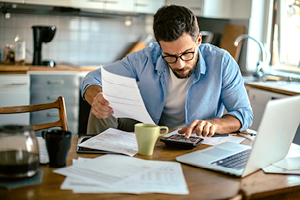 Man reviewing finances
